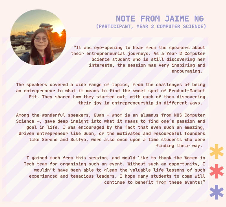 Screenshots of reflection on fireside chat